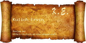 Kulich Ervin névjegykártya